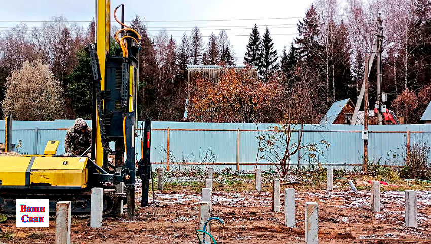 Монтаж ЖБ с оголовками 300х300х5000 мм